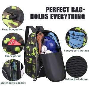 Waterproof Nylon Made Eco-friendly Breathable Baseball <b>Backpacks</b> High Quality Customized Casual <b>Big</b> Capacity for Adult - Product Image 5