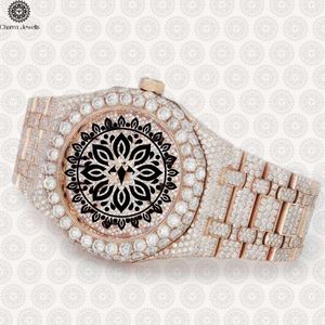 Montre de luxe pour homme Charm Jewells, boîtier en acier inoxydable, lunette sertie de diamants, mouvement mécanique, cadran de 40 mm, résistance à l'eau 10 bars - Product Image 2