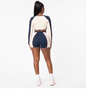 Custom Logo Long Sleeve Crop <b>Top</b> Matching <b>Shorts</b> Set Women's Long Sleeve Crop <b>Top</b> <b>and</b> <b>Shorts</b> 2 Piece Activewear Set Women - Product Image 3