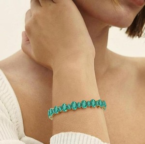 Pulsera con Dije de Esmeralda Cultivada en Laboratorio para Mujer, Plata de Ley 925, Oro, Elegante Gema Verde, Joyería de Lujo para Regalo de Fiesta para Ella - Product Image 1
