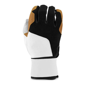 Gant de frappeur de softball blanc à doigts entiers, main droite, en cuir et tissu tricoté, durable, fermeture à enfiler, unisexe, pour entraînement adulte - Product Image 2