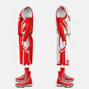 プレミアムカスタム昇華型バスケットボールユニフォームキット |   プロチーム用ゲームジャージショーツ |   100% ポリエステル 抗菌加工 - Product Image 3