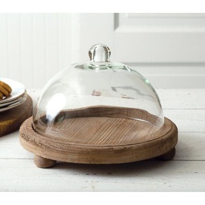 Dôme à gâteau en verre transparent cannelé avec base en bois massif, présentoir élégant pour desserts, pour table à manger, décoration de cuisine, PUMPKIN INSPIRE DOME - Product Image 6