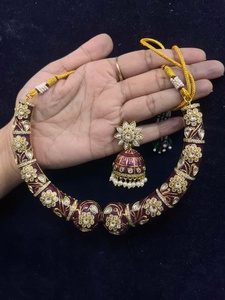 Ensemble de bijoux indiens traditionnels pour femmes MP WORLD, collier et boucles d'oreilles en perles vert menthe, bijoux ethniques pour mariage, bijoux de mode - Product Image 3