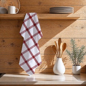 Ensemble de torchons de cuisine à carreaux de Noël en coton 100% de haute qualité, séchage rapide, taille personnalisable à bas prix - Product Image 1