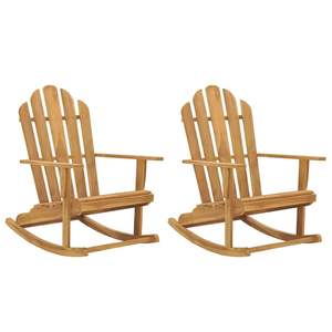 Ensemble de 2 chaises de jardin à bascule Adirondack en teck massif, durables et élégantes - Product Image 1