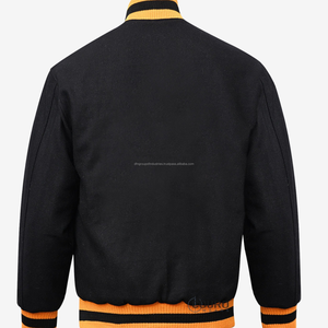 Blouson universitaire vintage en jean enduit à col montant pour homme, grande taille, personnalisé OEM, vente en gros - Product Image 2