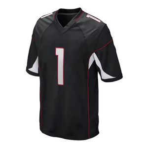 Custom Sublimated American Football Jersey Men's <b>Black</b> White <b>Pants</b> Set V-Neck Short Sleeve Moisture Wicking Polyester Uniform - Product Image 2