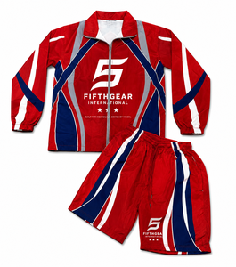 Ensemble coupe-vent zippé à manches longues, veste à col montant, short à taille élastique, sportif, séchage rapide, unisexe, OEM, faible MOQ, 10 pièces - Product Image 1