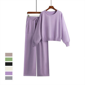 Conjunto Deportivo de 2 Piezas para Mujer LILLUSORY, Estilo Vintage Otoñal, Corte Holgado, con Cordón Ajustable, Color Sólido, Tejido de Viscosa/Poliéster, Largo Completo - Product Image 5