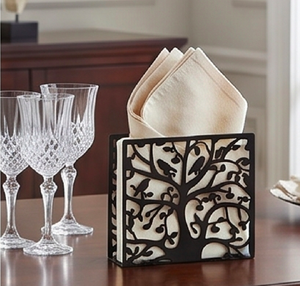 Decorative Metal Tissue Box Holder With Tree And <b>Birds</b> Design <b>Free</b> <b>Standing</b> For <b>Table</b> Use And Home And Kitchen Use - Product Image 2