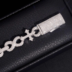 Bracelet Moissanite Iced Out avec maillons croisés, chaîne cubaine, bijoux de luxe Hip Hop, bracelet éclatant pour hommes et femmes - Product Image 3