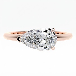 Anillo de Compromiso con Moissanita Corte Pera, Chapado en Oro Rosa de 18K, Engaste de Garras, Anillo de Boda para Mujer - Product Image 1