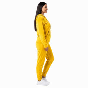 Plush <b>Velour</b> Hooded Fleece Track Set Drawstring Jacket Wide Leg Pants Quick Dry Viscose/Polyester Y2K Inspired Sporty Casual - Product Image 3