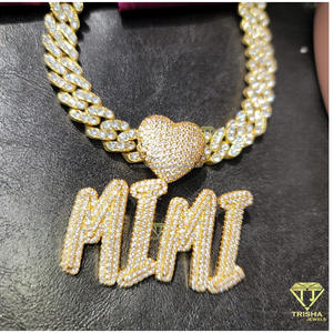Hip Hop Custom <b>Name</b> Pendant Gold Cuban <b>Chain</b> Moissanite Diamond Bling Necklace For Men Women - Product Image 6