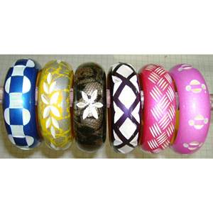 Bohemian Acrylic Tai Silver Women's Jewelry Bangles Floral Art Eco Fashion Artisan Colorful Bangles - Product Image 6