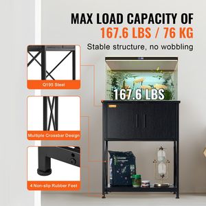 Supporto per Acquario da 20 Galloni con Capacità di Carico di 76 kg, in Acciaio e MDF, per Rettili e Tartarughe, 65 x 42 x 81 cm - Product Image 3