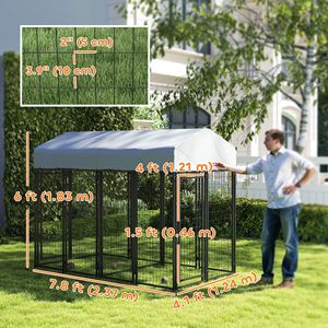 Cuccia Classica in Metallo per Cani 2,38m x 1,25m x 1,83m con Design a 2 Stanze, Copertura Impermeabile e Resistente al Sole per Cani di Taglia Piccola, Media e Grande - Product Image 3
