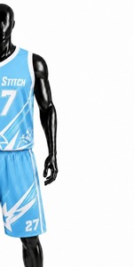 Ensemble de maillot de basket-ball pour femme White Stitch, bleu clair, 27, impression par transfert thermique, col rond, sans manches, respirant, spandex/nylon - Product Image 5