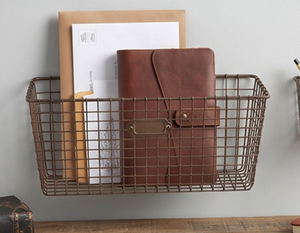 Premium Rustic Metal Wire <b>Storage</b> <b>Basket</b> <b>Rectangle</b> With Handles Multi-Purpose Neatening Organizer Stylish Home Accent - Product Image 5