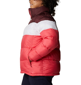 Women Color Blocked <b>Quilted</b> Puffer Jacket Full Sleeve Stand Collar Winter Jacket Polyester <b>Wadding</b> Thick Warm Coat - Product Image 4