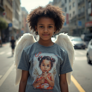 Camiseta Estilo Angelical de Algodón con Estampado Gráfico, Informal, Etérea, con Personalización OEM ODM - Product Image 4