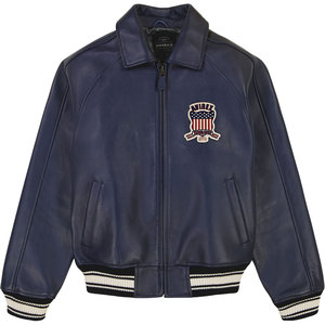 Chaqueta Bomber Avirex Edición USA para Hombre, Chaqueta de Vuelo Americana, Chaqueta de Cuero Genuino Negra - Product Image 1