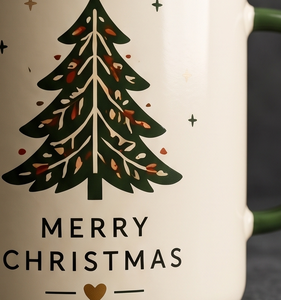 Holiday Festive Season Metal Camp Cup Custom Logo Printing Heavy Duty <b>Iron</b> Enamel Mug Featuring Decorated Christmas Tree - Product Image 5