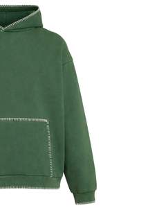 Sweat-shirt à capuche vert surdimensionné pour homme, avec poche kangourou, style streetwear, épais, décontracté, pour l'hiver, fabricant OEM - Product Image 4
