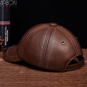 Casquettes en cuir marron vintage de haute qualité pour hommes, style classique à 6 panneaux, vente en gros, service OEM/ODM sur mesure, collection 2026 - Product Image 4