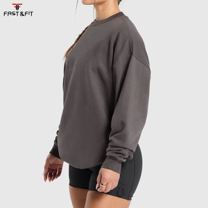 Sweat-shirt personnalisé unisexe pour femme, automne, lourd, respirant, coupe-vent, 100 % coton, manches longues, col rond, avec broderie - Product Image 3