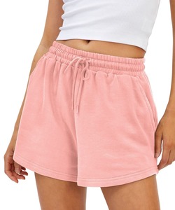 Shorts de sport pour femme en coton, avec cordon de serrage, taille haute et poches. - Product Image 5