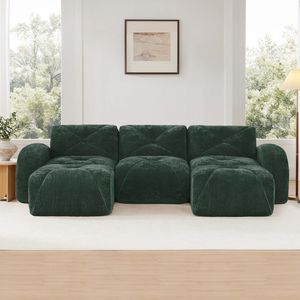 Divano a U Senza Struttura con Design Trapuntato, Spugna ad Alta Densità 32D, Base Antiscivolo, Nessun Montaggio Richiesto, Combinazione Libera per Soggiorno - Product Image 2