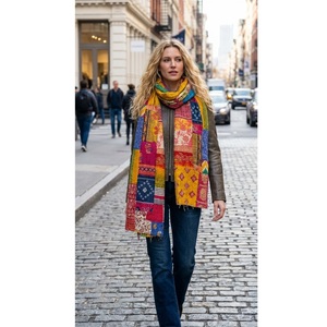 Bufandas de Lujo Bohemias de Algodón Kantha con Parches Multicolor, Bufanda India Vintage para Mujer, Compra al por Mayor Directamente del Proveedor - Product Image 1