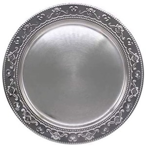 Assiette de Présentation Créative en Acier Inoxydable Argenté, Écologique, Personnalisable avec Gravure Couleur, pour Maison, Hôtels, Mariages - Product Image 1