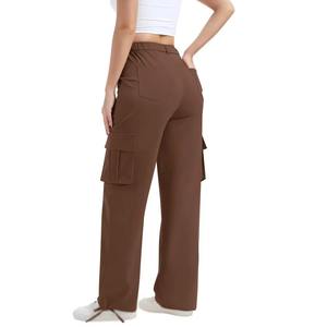 Pantalon large marron chocolat avec poche pour téléphone, style streetwear, vente en gros, sur mesure, pour femmes, commandes OEM en gros - Product Image 2