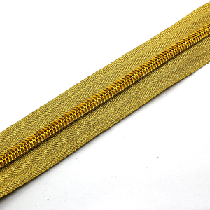 High Quality #5 Gold Nylon Coil <b>Zipper</b> Tape Metallic Gold Teeth Gold Lurex Tape for Garment - Product Image 3