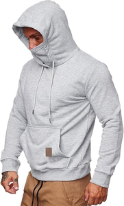 Sweat à capuche ninja zippé en molleton épais de coton personnalisé pour homme, coupe régulière, avec masque intégré, brodé, teint uni, respirant - Product Image 5