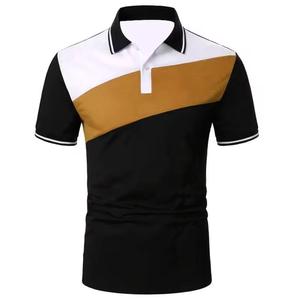 Men's Short Sleeve Color Blocked <b>Polo</b> Shirt Knitted Regular Fit Contrast Trim Casual Style Pink Black <b>White</b> - Product Image 2