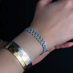 Pulsera Cubana de Moissanita, Cadena Cubana de Plata de Ley 925, Joyería Fina para Mujer, Pulsera de Tenis para Hombre - Product Image 1