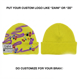 ZAINI ZI-191 Premium 320 GSM Acrylic Knit Purple Unisex Adult Beanie <b>Cap</b> Woven Label Rubber Patch Logo <b>Winter</b> - Product Image 1