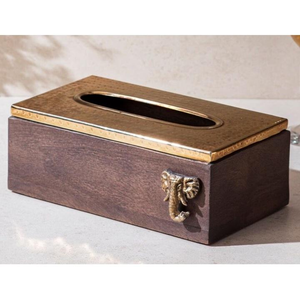 Boîte à mouchoirs en bois rectangulaire, porte-mouchoirs, distributeur de mouchoirs en papier, avec bois durable et renne décoratif sur le dessus - Product Image 4