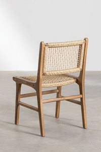 Modern Scandinavian Wood Dining Chair With Handwoven Rattan Seat And <b>Backrest</b> Stable Home Furniture For Dining Room - Product Image 4
