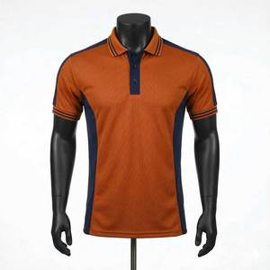 T-shirt tricoté uni pour homme à manches courtes, col montant, personnalisable, respirant, haute qualité, service OEM - Product Image 1