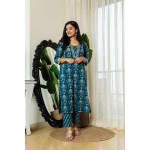 กางเกงผ้าคอตตอนแขนทำงานพร้อมท้องฟ้า dupatta แฟนซี - Product Image 3