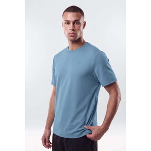 Men's <b>Light</b> Blue O-<b>Neck</b> Short Sleeve T-Shirt Solid Knitted Casual Top - Product Image 6