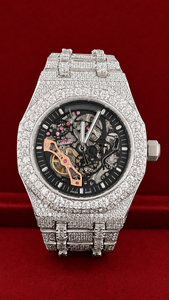Reloj de Lujo con Incrustaciones de Moissanita para Hombre, Diseño de Esqueleto |   Reloj Mecánico Automático con Diamantes Incrustados |   Reloj de Estilo Hip Hop Real - Product Image 1