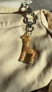 Handmade Beaded Giraffe Keychain | Miyuki Delica Bead Animal <b>Bag</b> <b>Charm</b> - Product Image 4