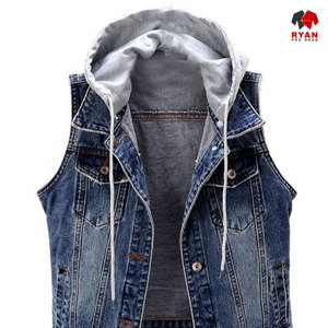 เสื้อกั๊กยีนส์มีฮู้ดแบบไม่มีแขน รุ่นใหม่ ดีไซน์รักษ์โลก แฟชั่นสำหรับทุกเพศ ยี่ห้อ Ryan Pro Gear พร้อมโลโก้แบบกำหนดเองได้ - Product Image 5