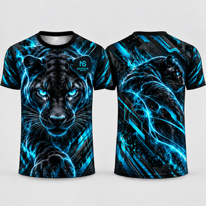เสื้อยืด NAVISTA SPORTS สำหรับผู้ชาย แบบซับลิเมชั่น แขนสั้น คอกลม สีแดงดำ ลายอินทรี  ผ้าโพลีเอสเตอร์ 100% ป้องกันรังสียูวี แห้งเร็ว - Product Image 4